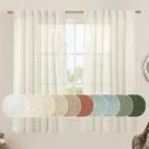 Cortinas de janela LAMIT Semi Sheer Linen, 160 cm de comprimento, creme, 2 painéis