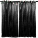 Cortinas de lantejoulas HMQIANG pretas 120x240cm 2 painéis para festas