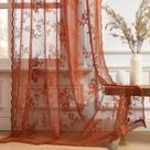 Cortinas de renda SEEKRIGHT Rust Terracotta 160x160cm 2 painéis