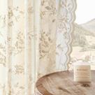 Cortinas de renda SEEKRIGHT Victorian Floral Beige 214 cm 2 painéis