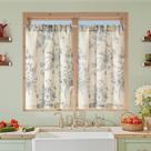 Cortinas de Ventana jinchan Rústicas con Estampado Floral para Cocina 90x60 cm 2 Paneles