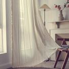 Cortinas Deeprove Ivory Boho de 213 cm de comprimento com borlas bordadas