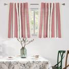 Cortinas DriftAway de linho com listras verticais vermelhas, 91 cm de comprimento, 2 painéis