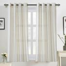 Cortinas DriftAway, mistura de linho listrado vertical, 137 cm de comprimento, 2 painéis