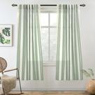 Cortinas DriftAway, mistura de linho listrado vertical, 160 cm de comprimento