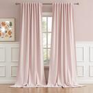 Cortinas DUALIFE, aba traseira e bolso com haste, 274 cm de comprimento x 2, rosa bebê Cortinas DUALIFE, aba traseira e bolso com haste, 274 cm de comprimento x 2, rosa bebê