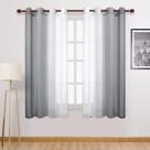 Cortinas DWCN Grey Ombre Sheer Faux Linen 130x160cm 2 peças