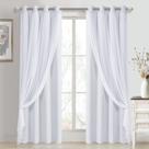 Cortinas DWCN White Blackout com sobreposição transparente de 132x213cm, 2 painéis
