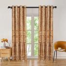 Cortinas ELKCA European Bordadas Luxury Brown 132x213cm, 2 peças