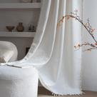 Cortinas ENJOYBRIDAL Cream Damask Semi Sheer 214x213cm 2 painéis