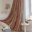 Cortinas Erbnaryx Boho Geometric Semi-Blackout 213x213cm Vermelhas