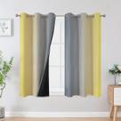 Cortinas Estelar Textiler 107x137 cm Amarelo Cinza Blackout