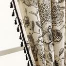 Cortinas F-CHU com estampa floral de 183 cm de comprimento e linho