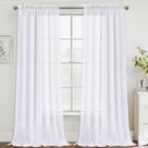 Cortinas FantasDecor de linho branco 275x140cm para sala de estar