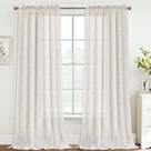 Cortinas FantasDecor Linen Sheer 274 cm de comprimento 2 painéis naturais
