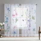 Cortinas Fereyis Floral Leaves para sala de estar 214 cm 2 painéis