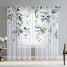 Cortinas Fereyis Green Eucalyptus Leaves 214 cm de comprimento 2 painéis