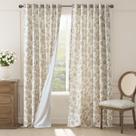 Cortinas forradas de linho jinchan, florais, 100x240cm, 2 painéis, taupe Cortinas forradas de linho jinchan, florais, 100x240cm, 2 painéis, taupe