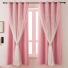 Cortinas Ftinala Pink Blackout Star Cutout 213x132cm 2 painéis
