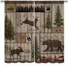 Cortinas Ginness Cabin Retro Rustic Lodge Bear Deer Moose 132x213cm