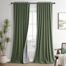 Cortinas Guken 100% Blackout Linen 240 cm de comprimento, 2 painéis, oliva