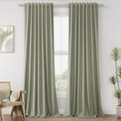 Cortinas Guken Sage Green Linen Blackout 229 cm de comprimento 2 painéis