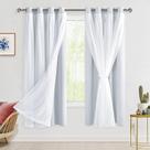 Cortinas Hiasan brancas acinzentadas Blackout com sobreposição transparente 132x160cm