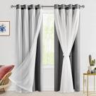 Cortinas Hiasan Grey Blackout com sobreposição transparente de 132x213cm, 2 painéis