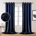 Cortinas HOMEIDEAS Faux Silk Navy Blackout 132x274cm 2 painéis