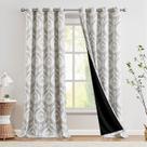 Cortinas Jinchan 274 cm cinza Damask Blackout Thermal 2 painéis Cortinas Jinchan 274 cm cinza Damask Blackout Thermal 2 painéis