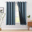 Cortinas jinchan Blackout 95% Boho 160x160cm branca/azul 2 painéis