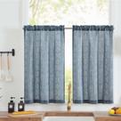 Cortinas Jinchan Boho para Cocina 61x61 cm Lino 2 Paneles Azul