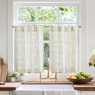 Cortinas Jinchan Boho para Cocina, Lienzo, Estilo Cafetería, 60 cm, Verde Salvia