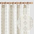 Cortinas jinchan Boho Stripe Linen Grey 160x160cm 2 painéis
