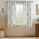 Cortinas JINCHAN de lino floral 160 cm de largo color azul claro 2 paneles