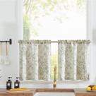 Cortinas Jinchan de Lino Floral para Ventana, 66x61 cm, 2 Paneles