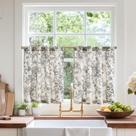 Cortinas Jinchan de Lino Floral Tipo Café 60 cm Estilo Rústico 2 Paneles