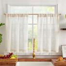 Cortinas Jinchan de Mezcla de Lino para Cocina de 61x61 cm Rustic, 2 Paneles