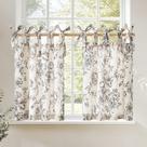 Cortinas jinchan Floral Linen Tier 60 cm Farmhouse Cafe 2 painéis