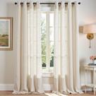 Cortinas jinchan Linen Blend Semi Sheer 50x275cm bege