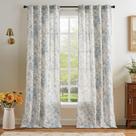 Cortinas jinchan Linen Floral, 24 cm de comprimento, azul claro, 2 painéis Cortinas jinchan Linen Floral, 24 cm de comprimento, azul claro, 2 painéis