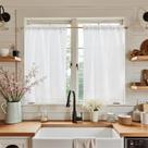 Cortinas Jinchan Linen Tier 66x114 cm brancas 2 painéis