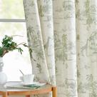 Cortinas JINCHAN Linen Toile de Jouy 213x213cm 2 painéis verdes