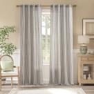 Cortinas jinchan: linho, carvão, cinza sobre bege, 2 painéis (244cm)