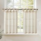 Cortinas jinchan Tie Top Linen Kitchen 36 cm de comprimento 2 painéis