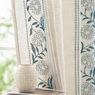 Cortinas jinchan Winslow Linen, 229 cm de comprimento, azul sobre bege