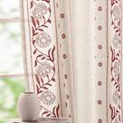 Cortinas jinchan Winslow Linen, 24 cm de comprimento, bordadas em vermelho Cortinas jinchan Winslow Linen, 24 cm de comprimento, bordadas em vermelho