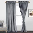 Cortinas JIUZHEN Grey Velvet 244cm para sala de estar com 2 painéis