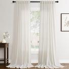 Cortinas Jowels Linen, 2 painéis, 52 x 108 polegadas, creme