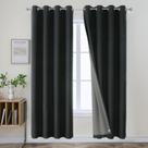 Cortinas Joydeco Blackout 100% linho 228x229cm 2 painéis pretas Cortinas Joydeco Blackout 100% linho 228x229cm 2 painéis pretas